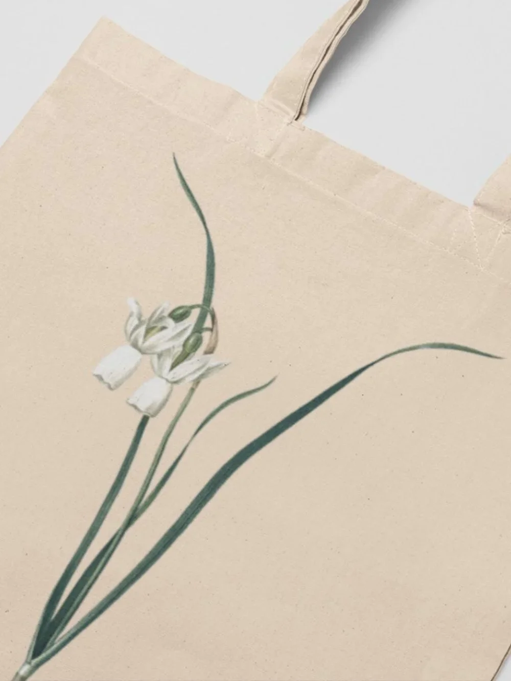 Slender False Garlic Vintage Floral Print Graphic Canvas Tote Bag